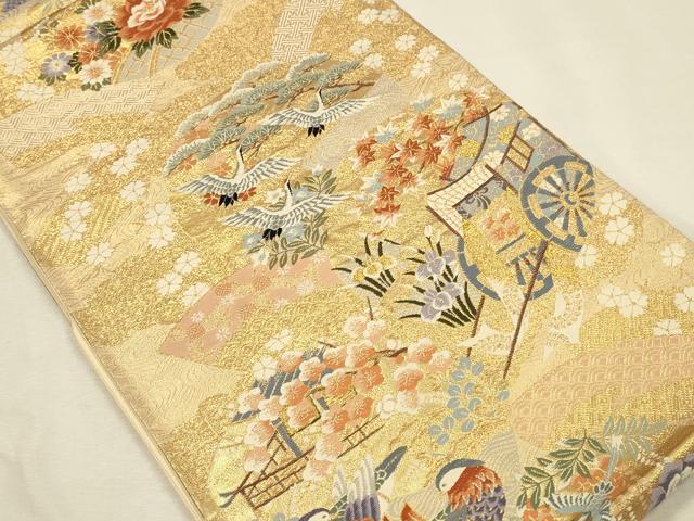 平和屋本店▼六通柄袋帯　唐織　慶祥錦　本金二重箔　正絹　逸品　DABI5800op