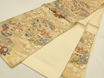 平和屋本店▼六通柄袋帯　唐織　慶祥錦　本金二重箔　正絹　逸品　DABI5800op