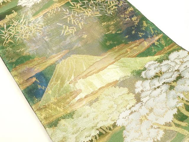 平和屋着物●六通柄袋帯　風景花文　金銀糸　引箔　正絹　逸品　DABI5801op