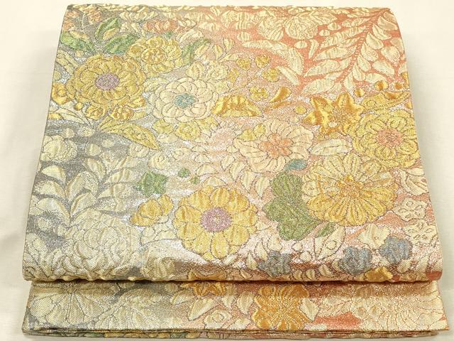 平和屋着物▼六通柄袋帯　ふくれ織　彩虹辻ヶ花　金銀糸　正絹　逸品　DABI5803op