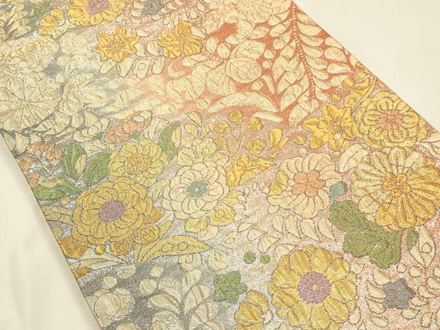 平和屋着物▼六通柄袋帯　ふくれ織　彩虹辻ヶ花　金銀糸　正絹　逸品　DABI5803op