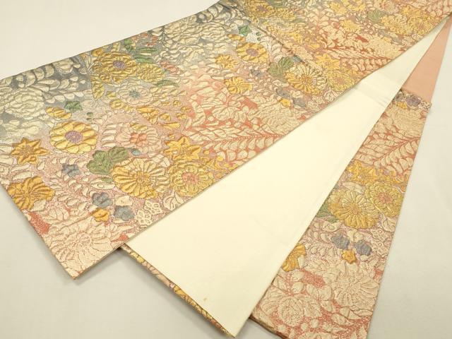 平和屋着物▼六通柄袋帯　ふくれ織　彩虹辻ヶ花　金銀糸　正絹　逸品　DABI5803op