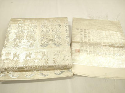 平和屋着物▼六通柄袋帯　作家物　桐竹鳳凰麒麟文　金銀糸　反端付き　正絹　逸品　DABI5822op