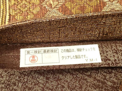 平和屋着物▼西陣　真下織物謹製　六通柄袋帯　抽象花文　金糸　証紙付き　正絹　逸品　未使用　DABI5824op