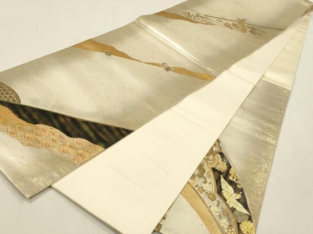平和屋着物▼袋帯　螺鈿　籬花鳥文　金銀彩　正絹　逸品　DABI5826op