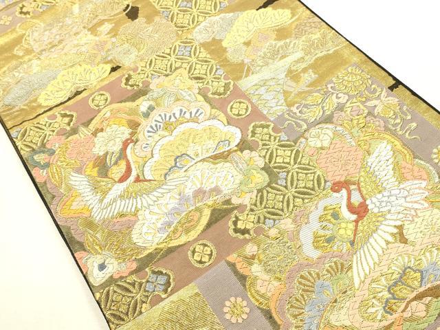 平和屋着物▼六通柄袋帯　唐織　吉祥花鳥松文　金銀糸　正絹　逸品　DABI5841op