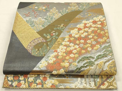 平和屋着物▼六通柄袋帯　唐織　深山虹彩文　金銀糸　正絹　逸品　DABI5846op