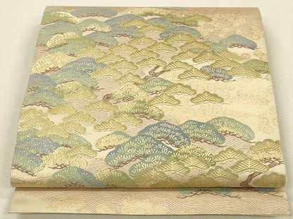 平和屋着物▼西陣　服部織物謹製　六通柄袋帯　枝松文　金糸　正絹　逸品　DABI5850op