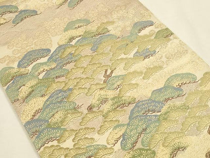 平和屋着物▼西陣　服部織物謹製　六通柄袋帯　枝松文　金糸　正絹　逸品　DABI5850op