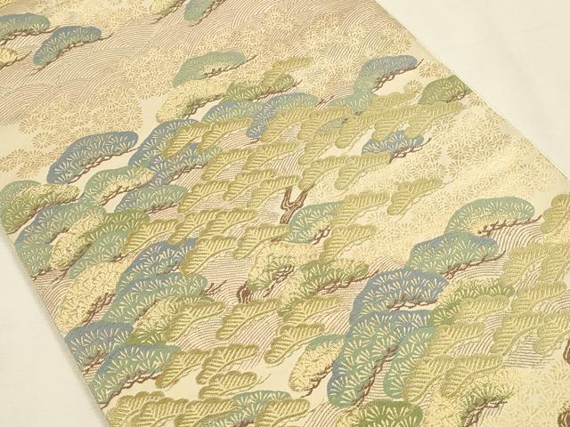 平和屋着物▼西陣　服部織物謹製　六通柄袋帯　枝松文　金糸　正絹　逸品　DABI5850op