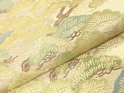 平和屋着物▼西陣　服部織物謹製　六通柄袋帯　枝松文　金糸　正絹　逸品　DABI5850op