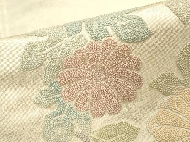 平和屋着物▼中国三大刺繍　相良刺繍　総刺繍　太鼓柄袋帯　枝梅　花丸文　正絹　逸品　DABI5851op