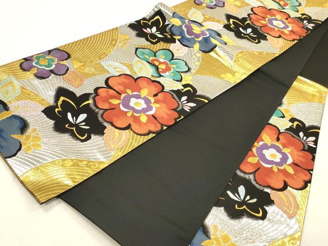 平和屋着物▼六通柄袋帯　唐織　舞花　金銀糸　正絹　逸品　DABI5852op