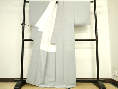 平和屋着物●上質な色無地　灰青色　正絹　逸品　DABI5864op
