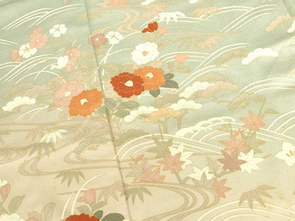 平和屋着物●訪問着　風景花松文　暈し染め　正絹　逸品　DABI5869op
