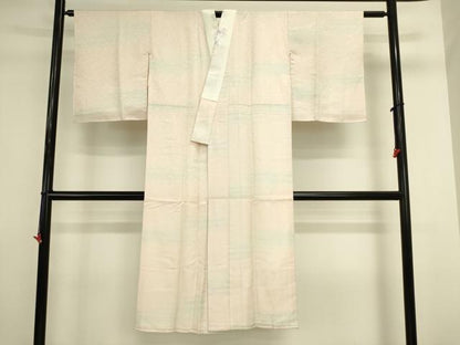 平和屋着物●長襦袢　袷　横段文　暈し染め　銀通し地　半衿刺繍　正絹　逸品　DABI5876op
