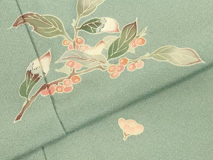 平和屋着物●本加賀友禅作家　柿本市郎　訪問着　南天文　正絹　逸品　未使用　DABI5878op