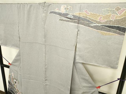 平和屋着物●中嶋まさひろ 蝋彩染作家　訪問着　抽象文様　金彩　正絹　逸品　DABI5879op