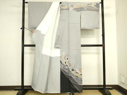 平和屋着物●中嶋まさひろ 蝋彩染作家　訪問着　抽象文様　金彩　正絹　逸品　DABI5879op