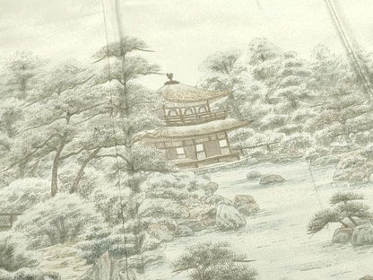 平和屋着物●本場縞大島紬　訪問着　作家物　銀閣寺　嘉納信雄作　暈し染め　証紙付き　正絹　逸品　未使用　DABI5884op
