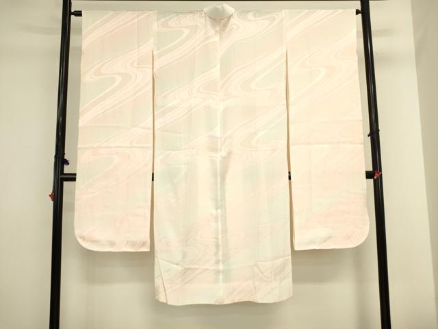 平和屋着物●長襦袢　無双仕立て　流水地紋　暈し染め　半衿刺繍　正絹　逸品　DABI5885op