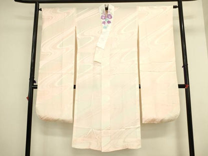 平和屋着物●長襦袢　無双仕立て　流水地紋　暈し染め　半衿刺繍　正絹　逸品　DABI5885op