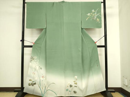 平和屋着物●二代目清次郎　手描き　訪問着　草花　暈し染め　正絹　逸品　未使用　DABI5886op