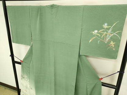 平和屋着物●二代目清次郎　手描き　訪問着　草花　暈し染め　正絹　逸品　未使用　DABI5886op