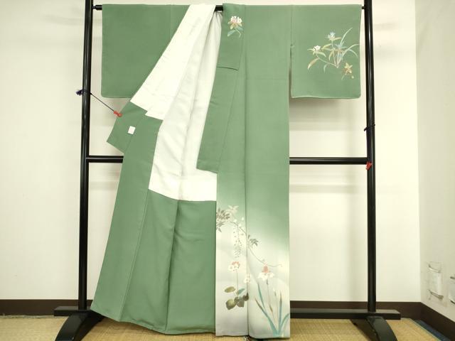 平和屋着物●二代目清次郎　手描き　訪問着　草花　暈し染め　正絹　逸品　未使用　DABI5886op
