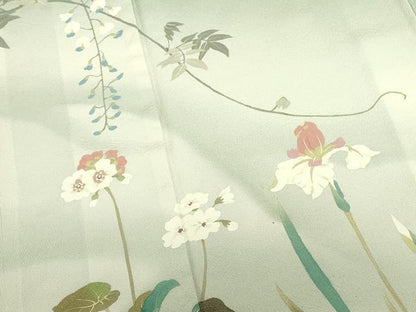 平和屋着物●二代目清次郎　手描き　訪問着　草花　暈し染め　正絹　逸品　未使用　DABI5886op