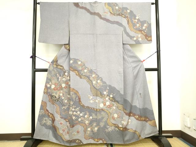 平和屋着物●京友禅の第一人者　松井青々　訪問着　道長花車文　金彩　正絹　逸品　DABI5887op