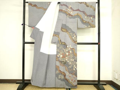 平和屋着物●京友禅の第一人者　松井青々　訪問着　道長花車文　金彩　正絹　逸品　DABI5887op
