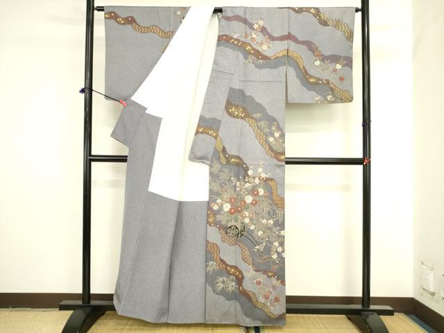 平和屋着物●京友禅の第一人者　松井青々　訪問着　道長花車文　金彩　正絹　逸品　DABI5887op