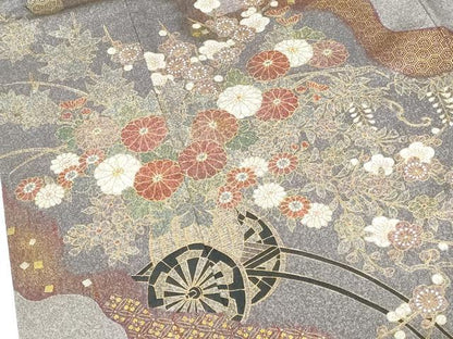 平和屋着物●京友禅の第一人者　松井青々　訪問着　道長花車文　金彩　正絹　逸品　DABI5887op