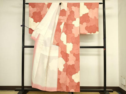 平和屋着物▼上質な小紋　地紋起こし　菊尽くし　正絹　逸品　DABI5890op