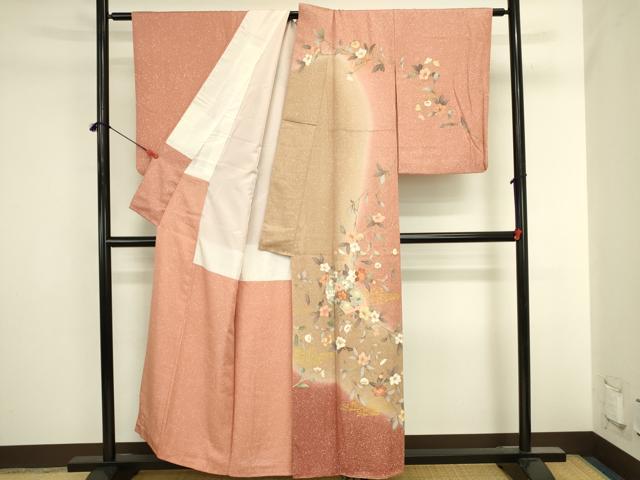 平和屋着物●訪問着　作家物　地紙草花文　暈し染め　金彩　正絹　逸品　DABI5893op