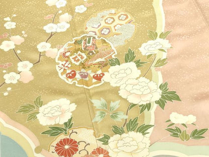 平和屋着物●訪問着　駒刺繍　枝梅　雪輪花文　暈し染め　金彩　正絹　逸品　DABI5894op