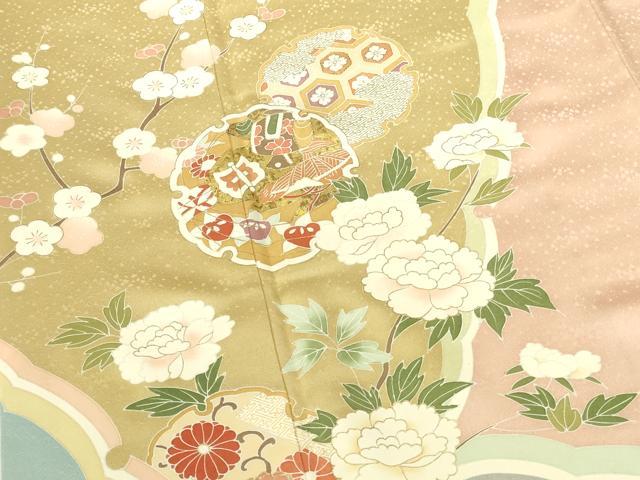 平和屋着物●訪問着　駒刺繍　枝梅　雪輪花文　暈し染め　金彩　正絹　逸品　DABI5894op