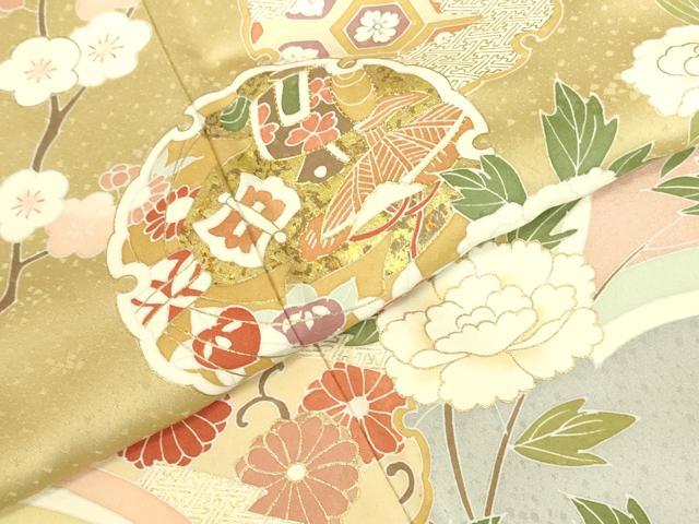 平和屋着物●訪問着　駒刺繍　枝梅　雪輪花文　暈し染め　金彩　正絹　逸品　DABI5894op