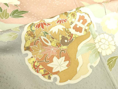 平和屋着物●訪問着　駒刺繍　枝梅　雪輪花文　暈し染め　金彩　正絹　逸品　DABI5894op
