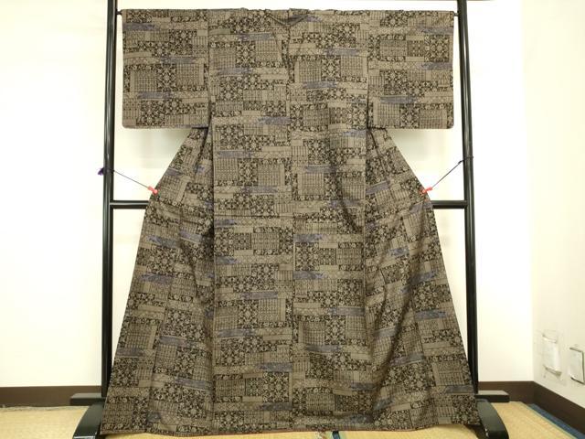平和屋着物●本場大島紬　7マルキ　抽象花文　正絹　逸品　DABI5896op