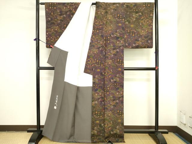 平和屋着物●初代 染人・山岡古都　首里琉染　訪問着　風景花松文　暈し染め　鬼しぼ縮緬　正絹　逸品　DABI5898op