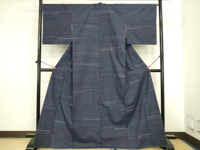 平和屋着物●上質な紬　横段文　正絹　逸品　DABI5901op