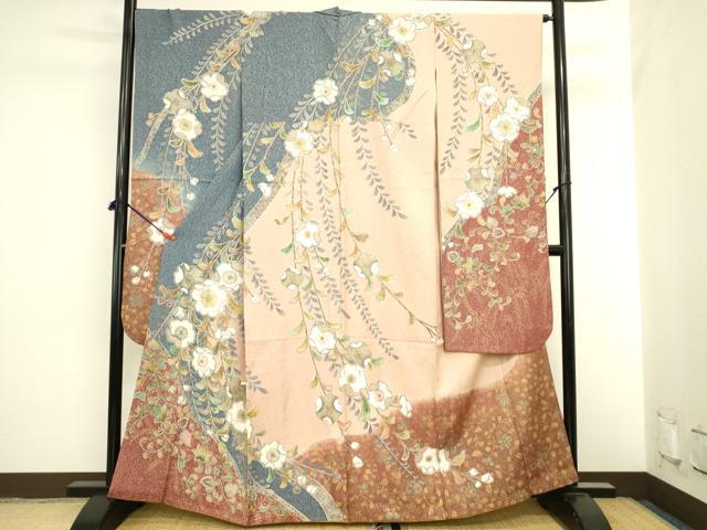 平和屋着物●豪華振袖　絞り　辻が花　暈し染め　金彩　金通し地　正絹　逸品　DABI5907op