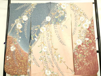 平和屋着物●豪華振袖　絞り　辻が花　暈し染め　金彩　金通し地　正絹　逸品　DABI5907op