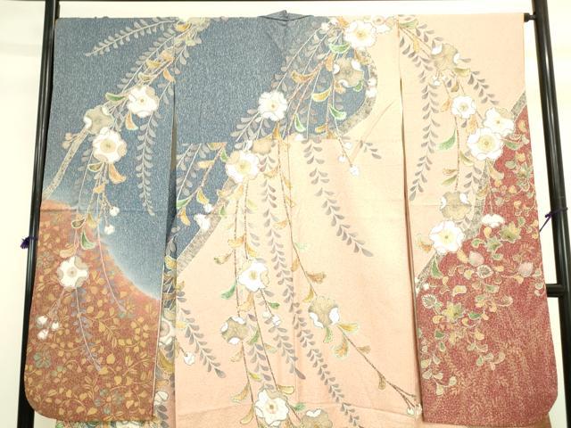 平和屋着物●豪華振袖　絞り　辻が花　暈し染め　金彩　金通し地　正絹　逸品　DABI5907op