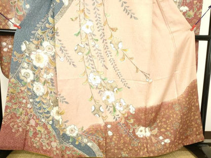 平和屋着物●豪華振袖　絞り　辻が花　暈し染め　金彩　金通し地　正絹　逸品　DABI5907op