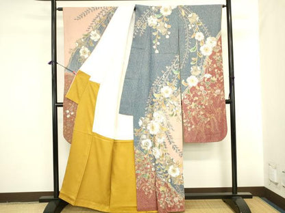 平和屋着物●豪華振袖　絞り　辻が花　暈し染め　金彩　金通し地　正絹　逸品　DABI5907op