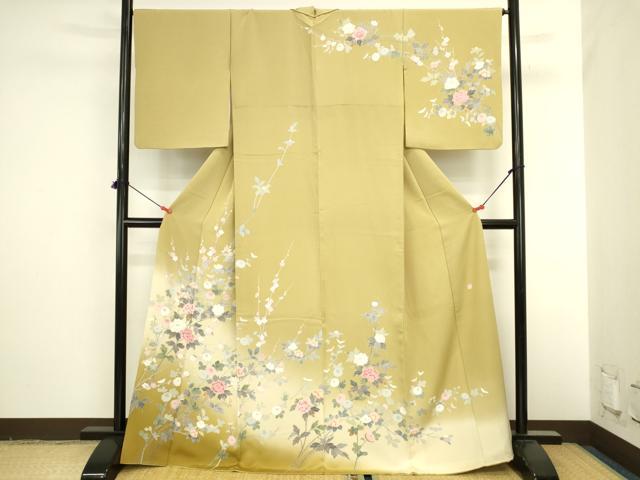平和屋着物●訪問着　友禅　作家物　草花　暈し染め　正絹　逸品　DABI5909op