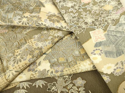 平和屋着物●中国三大刺繍　スワトウ刺繍　汕頭刺繍　訪問着　作家物　風景花文　暈し染め　金彩　正絹　逸品　DABI5911op